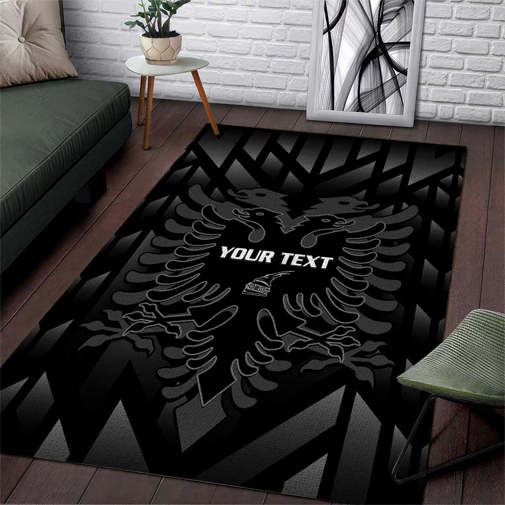 Custom Albania Football Area Rug Albanian Kastrioti Eagle - Black Style - Wonder Print Shop