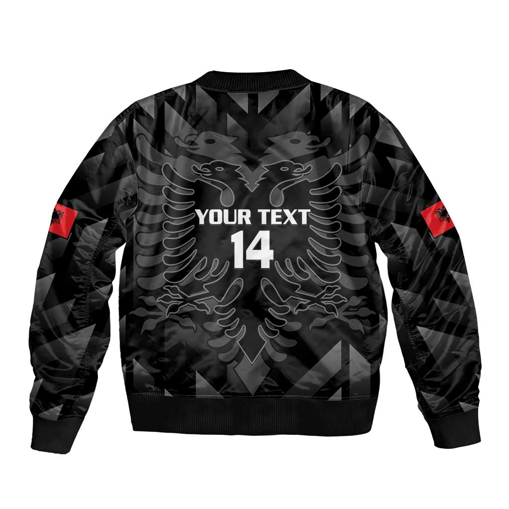 Custom Albania Football Bomber Jacket Albanian Kastrioti Eagle - Black Style - Wonder Print Shop