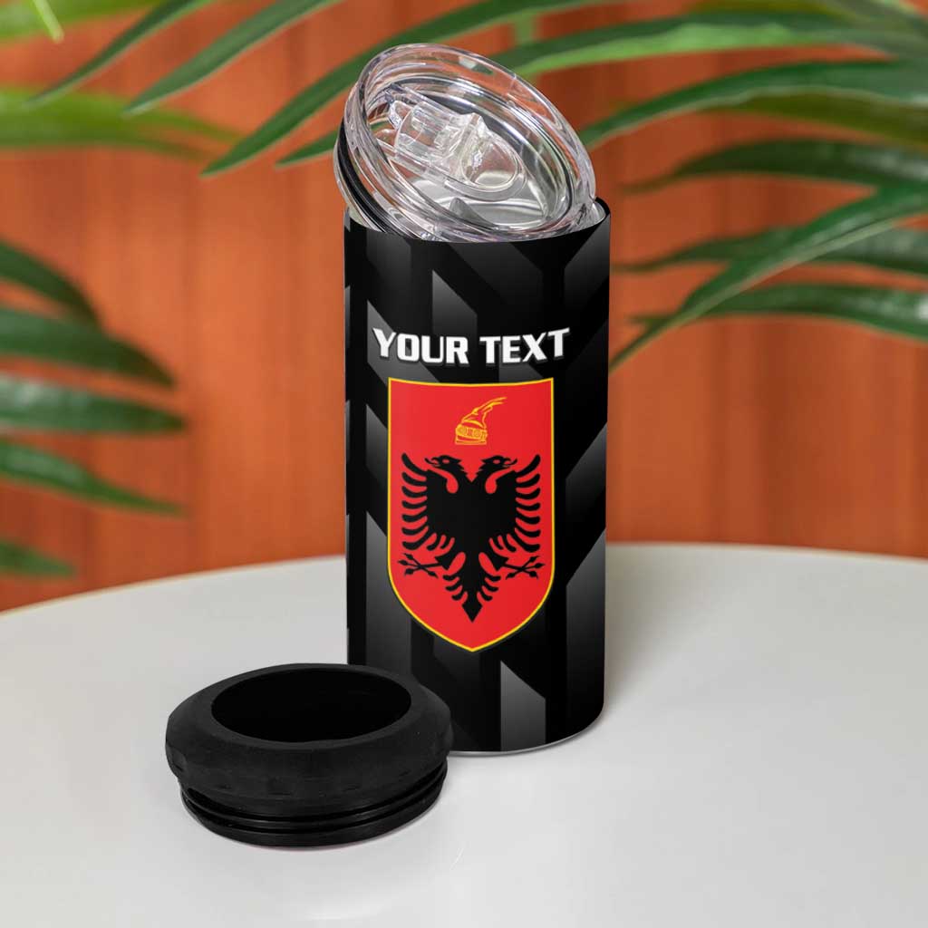 Personalised Albania Football 4 in 1 Can Cooler Tumbler Albanian Kastrioti Eagle - Black Style - Wonder Print Shop