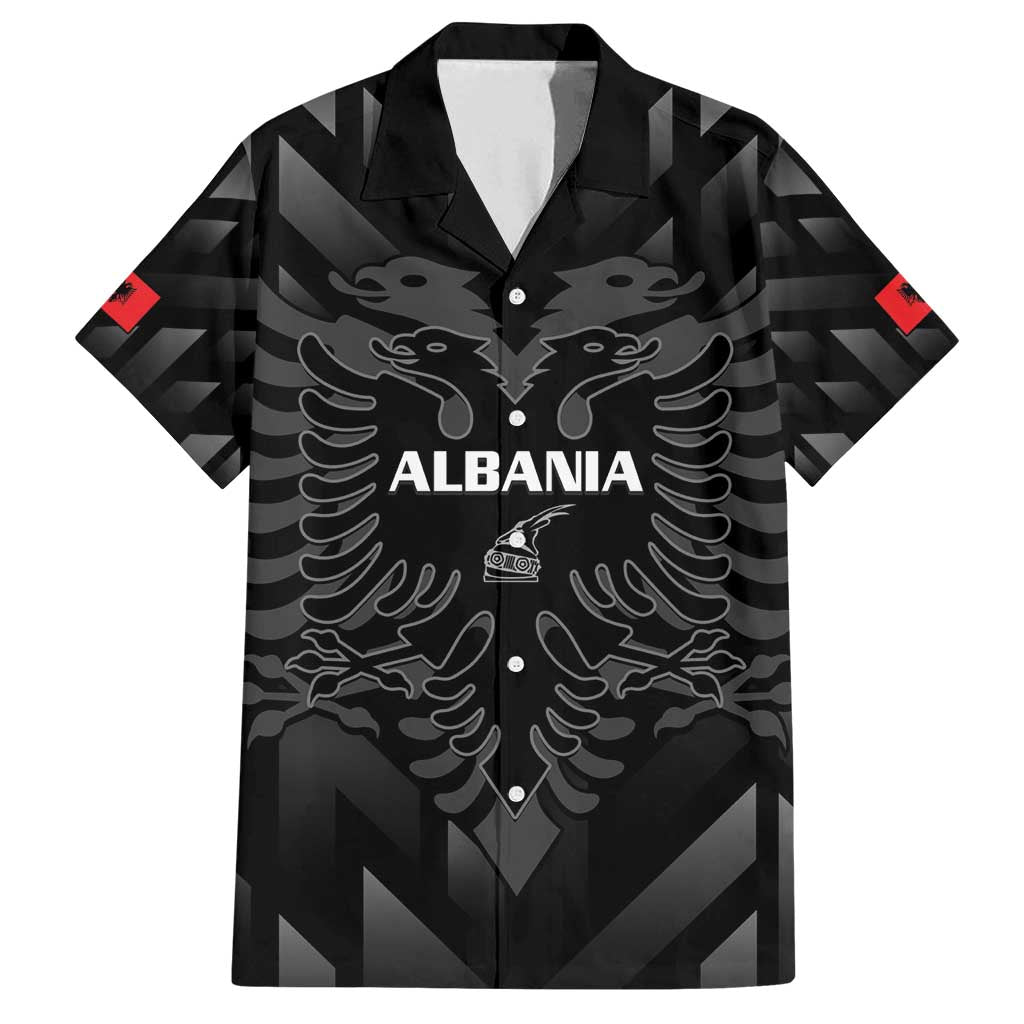 Custom Albania Football Family Matching Long Sleeve Bodycon Dress and Hawaiian Shirt Albanian Kastrioti Eagle - Black Style - Wonder Print Shop