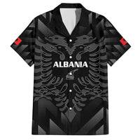 Custom Albania Football Family Matching Off The Shoulder Long Sleeve Dress and Hawaiian Shirt Albanian Kastrioti Eagle - Black Style - Wonder Print Shop