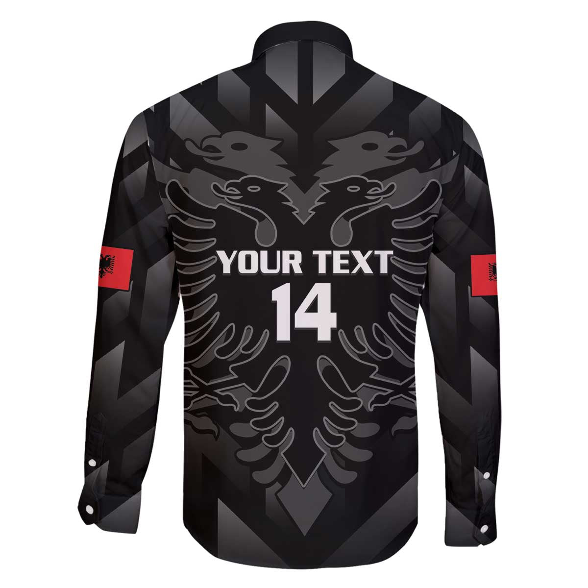 Custom Albania Football Family Matching Off The Shoulder Long Sleeve Dress and Hawaiian Shirt Albanian Kastrioti Eagle - Black Style - Wonder Print Shop