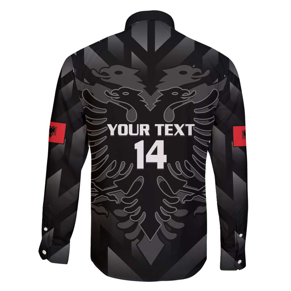 Custom Albania Football Family Matching Off Shoulder Short Dress and Hawaiian Shirt Albanian Kastrioti Eagle - Black Style - Wonder Print Shop