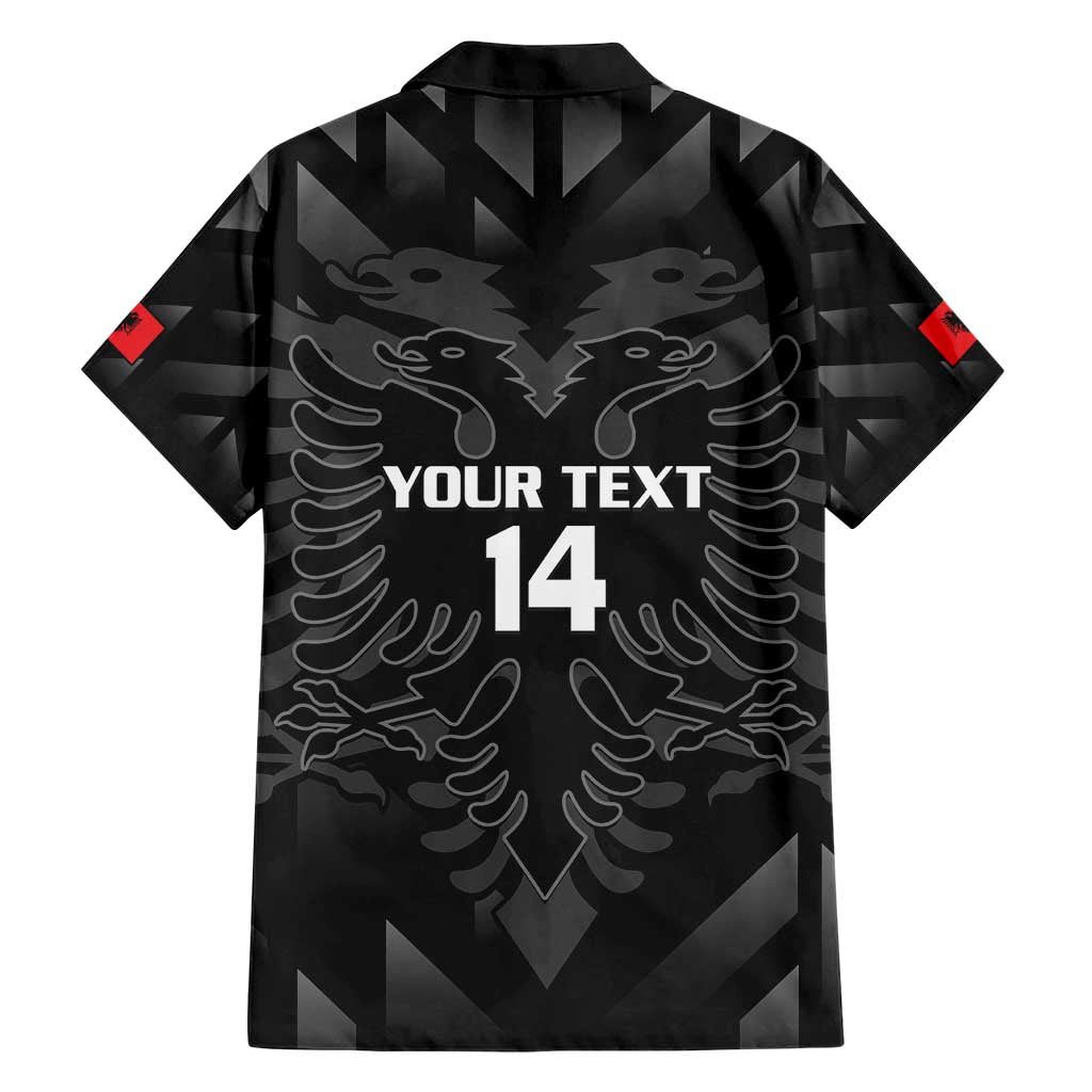 Custom Albania Football Family Matching Short Sleeve Bodycon Dress and Hawaiian Shirt Albanian Kastrioti Eagle - Black Style - Wonder Print Shop