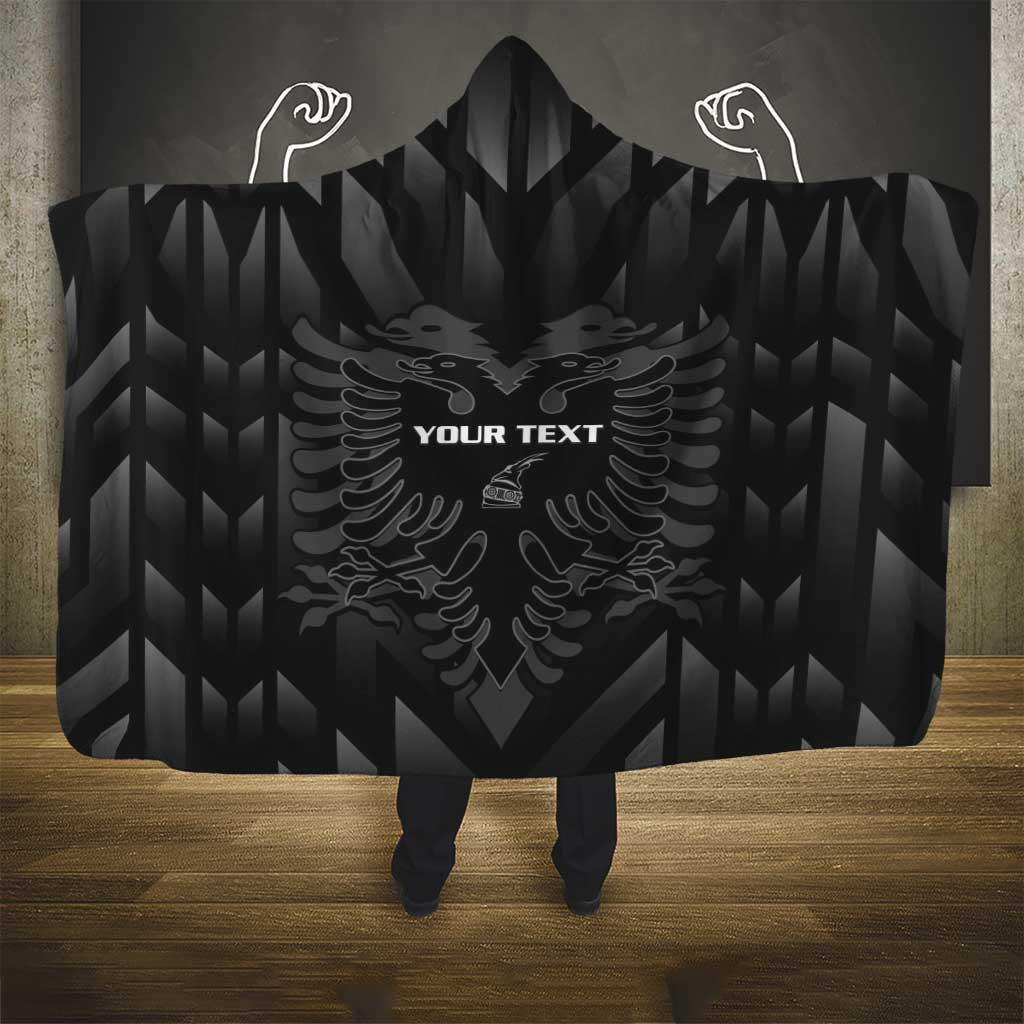 Custom Albania Football Hooded Blanket Albanian Kastrioti Eagle - Black Style