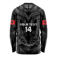 Custom Albania Football Long Sleeve Shirt Albanian Kastrioti Eagle - Black Style - Wonder Print Shop