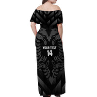 Custom Albania Football Off Shoulder Maxi Dress Albanian Kastrioti Eagle - Black Style - Wonder Print Shop