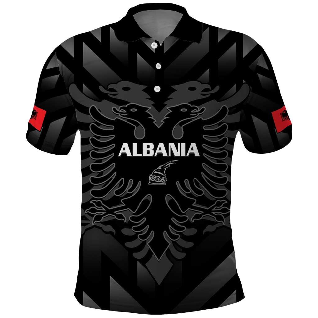 Custom Albania Football Polo Shirt Albanian Kastrioti Eagle - Black Style - Wonder Print Shop