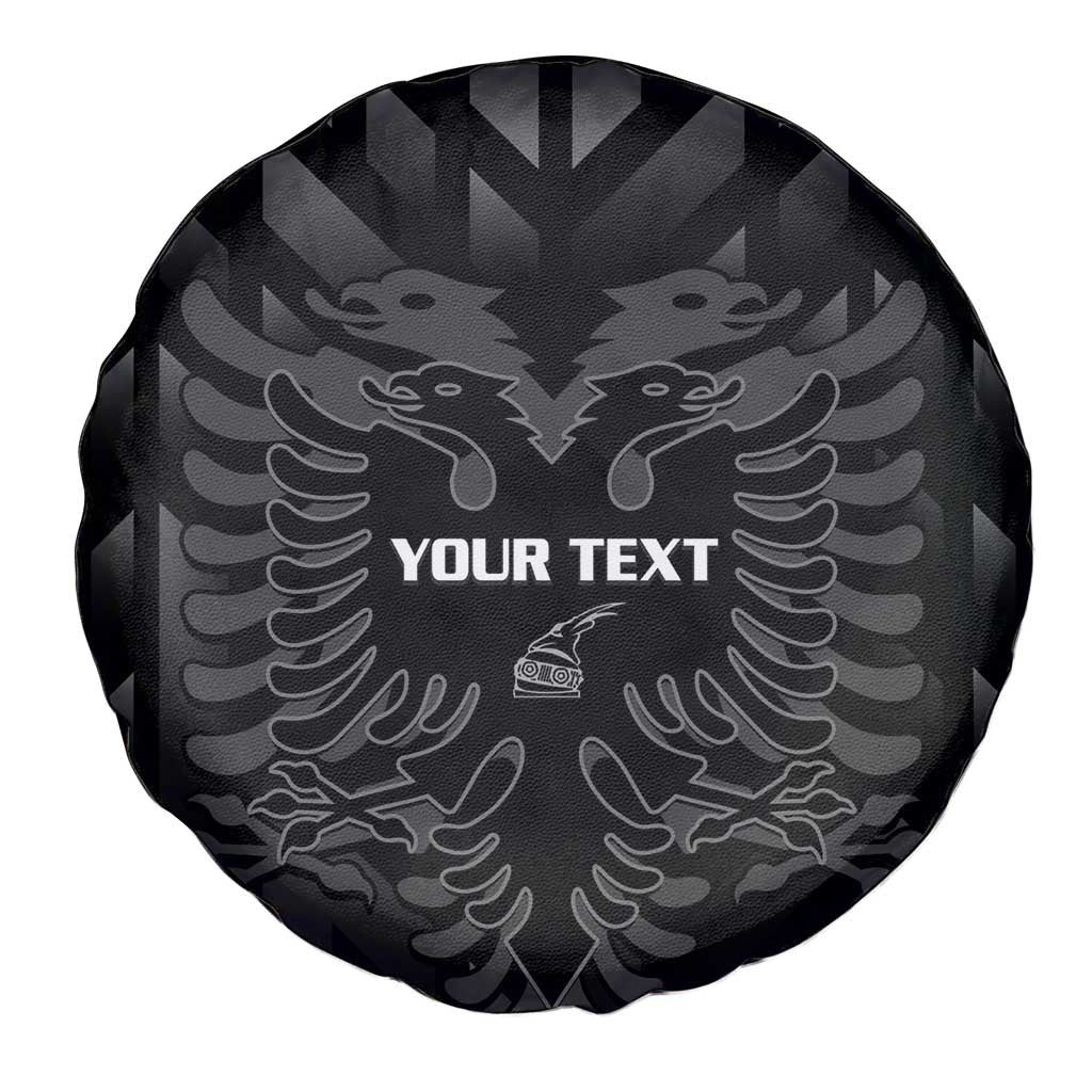 Custom Albania Football Spare Tire Cover Albanian Kastrioti Eagle - Black Style - Wonder Print Shop