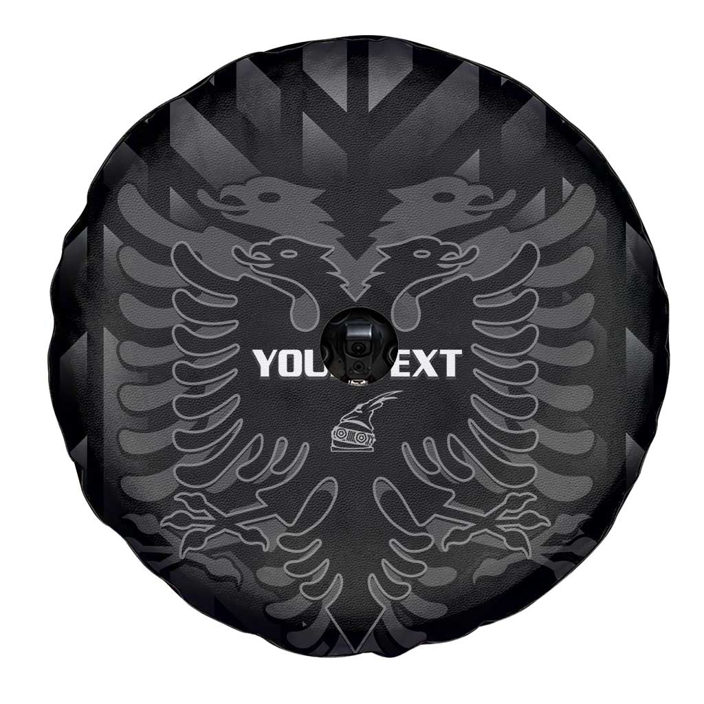 Custom Albania Football Spare Tire Cover Albanian Kastrioti Eagle - Black Style - Wonder Print Shop