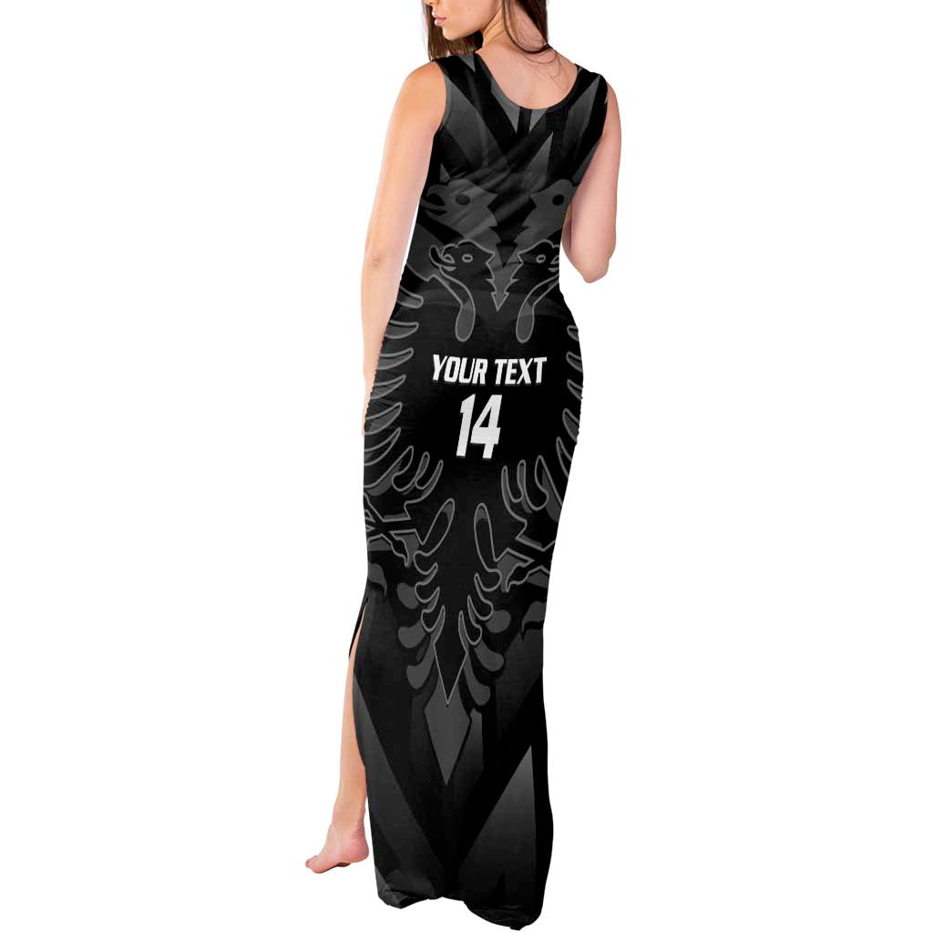 Custom Albania Football Tank Maxi Dress Albanian Kastrioti Eagle - Black Style - Wonder Print Shop