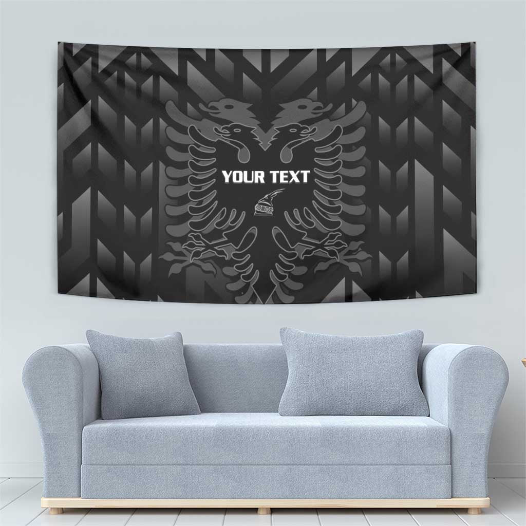 Custom Albania Football Tapestry Albanian Kastrioti Eagle - Black Style - Wonder Print Shop