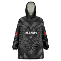 Custom Albania Football Wearable Blanket Hoodie Albanian Kastrioti Eagle - Black Style - Wonder Print Shop