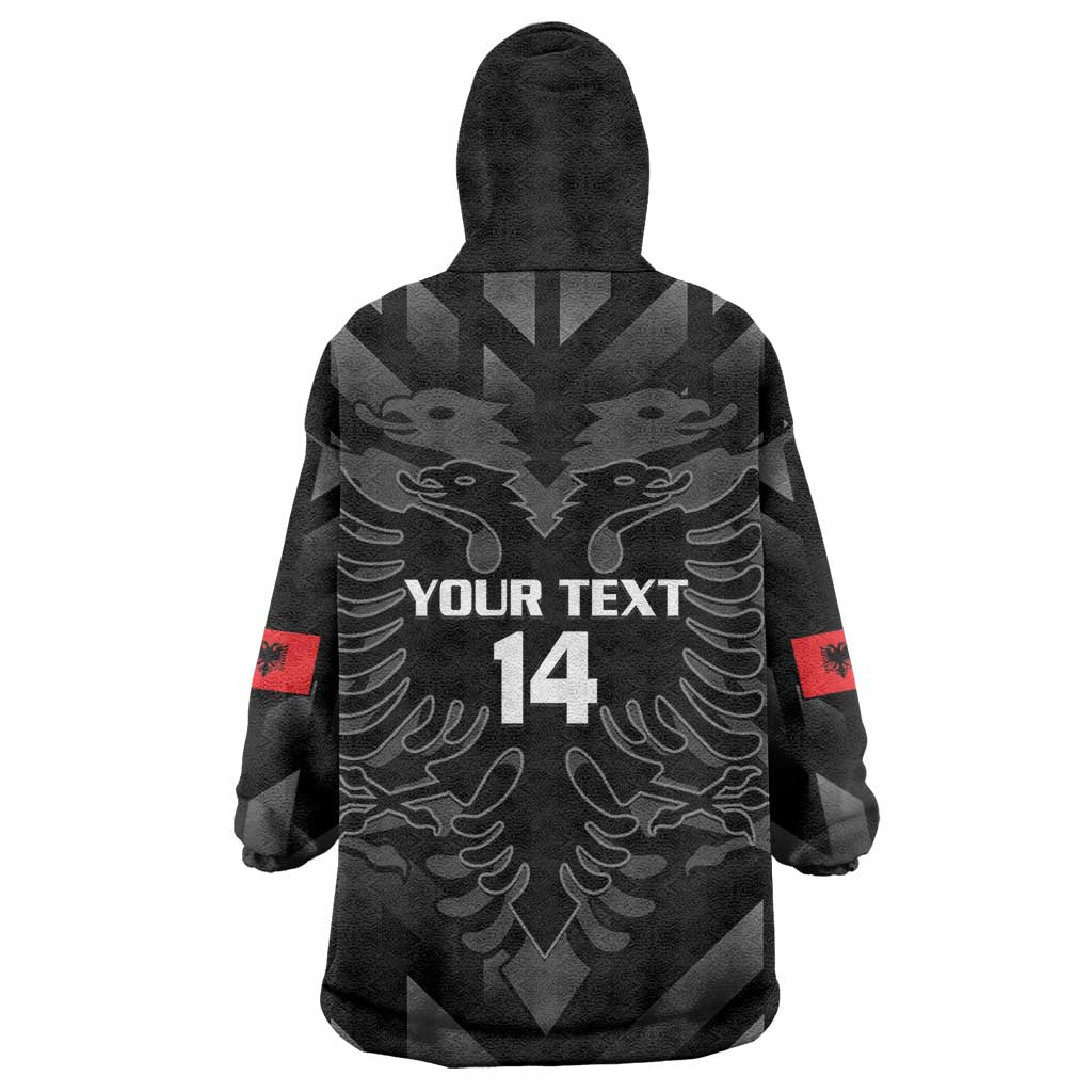 Custom Albania Football Wearable Blanket Hoodie Albanian Kastrioti Eagle - Black Style - Wonder Print Shop