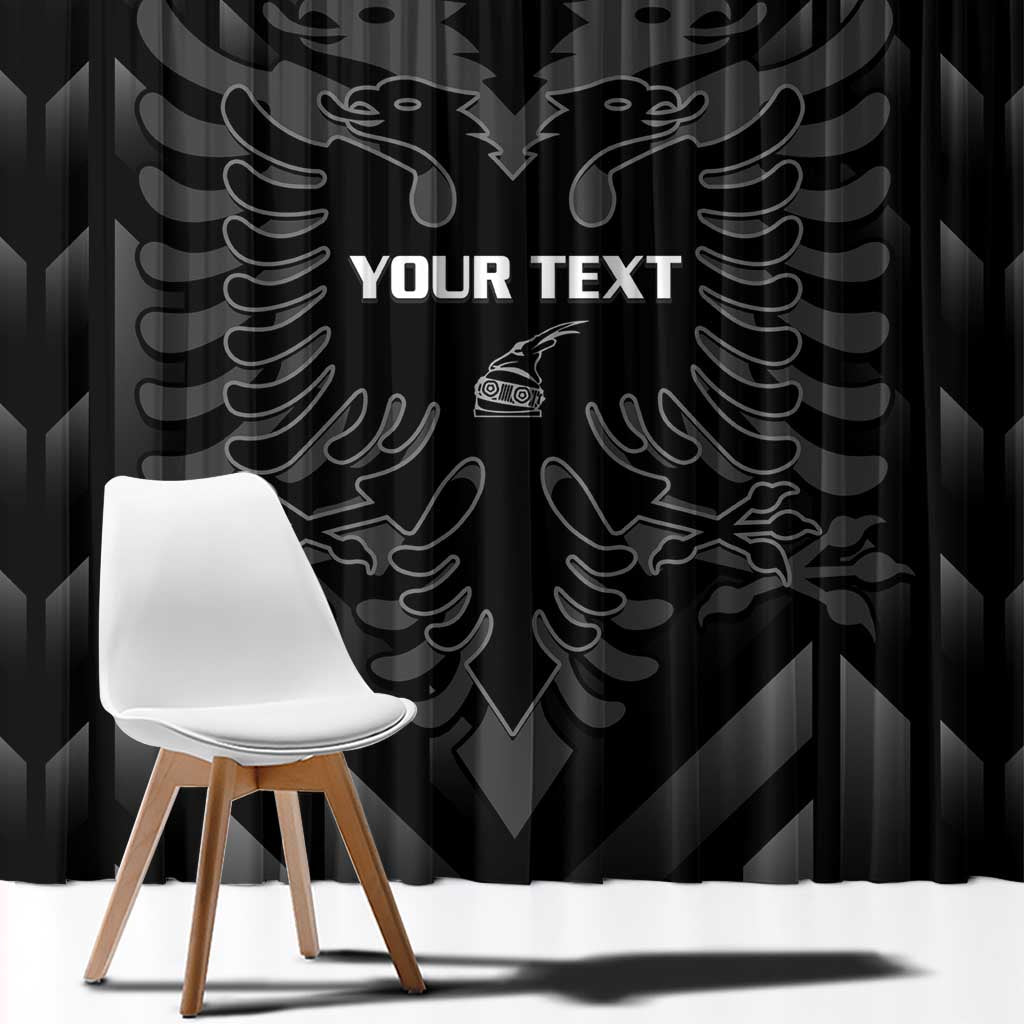 Custom Albania Football Window Curtain Albanian Kastrioti Eagle - Black Style - Wonder Print Shop