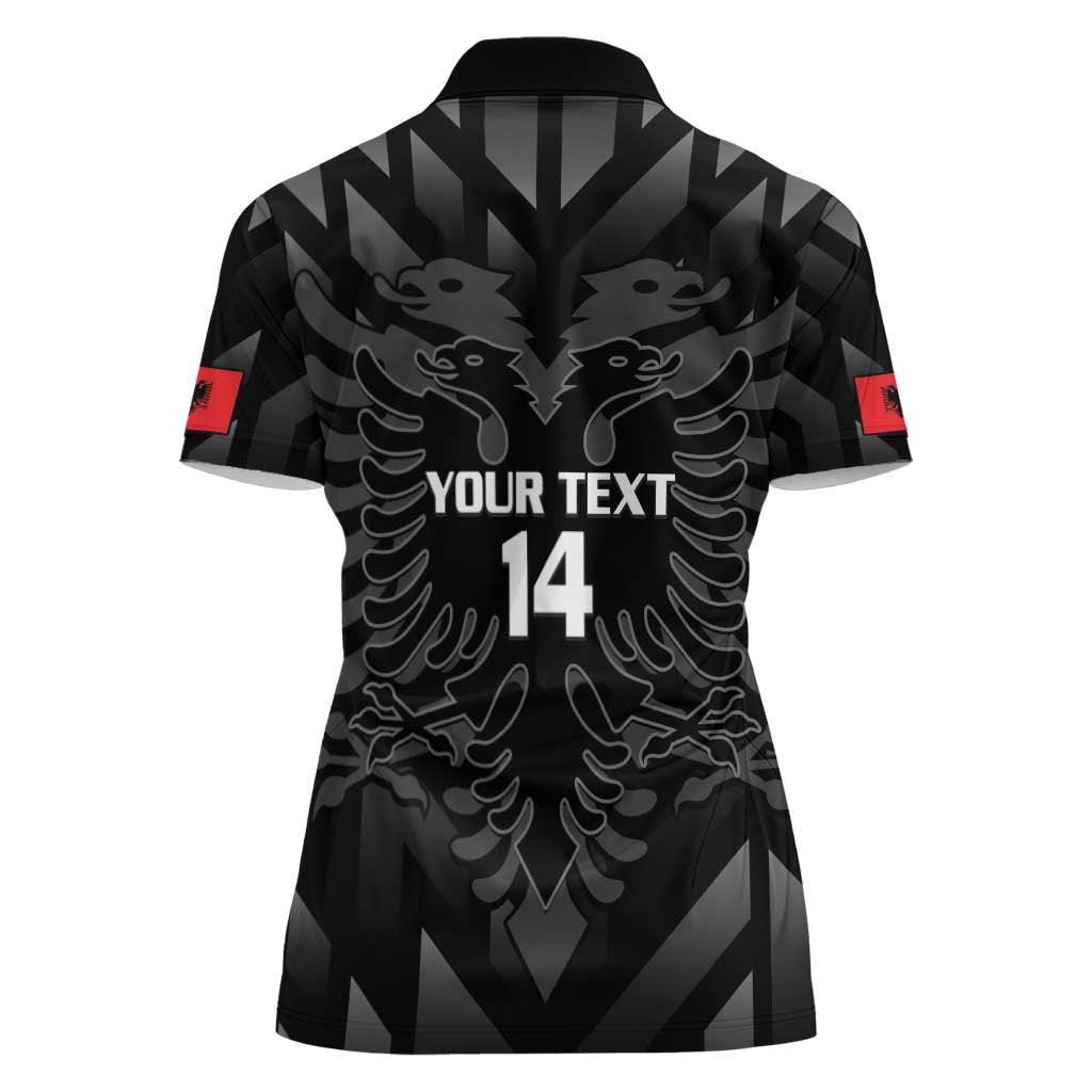 Custom Albania Football Women Polo Shirt Albanian Kastrioti Eagle - Black Style - Wonder Print Shop