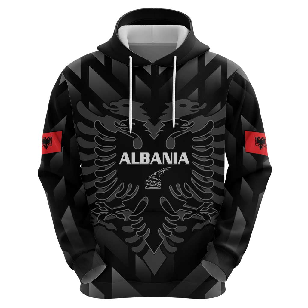 Custom Albania Football Zip Hoodie Albanian Kastrioti Eagle - Black Style - Wonder Print Shop