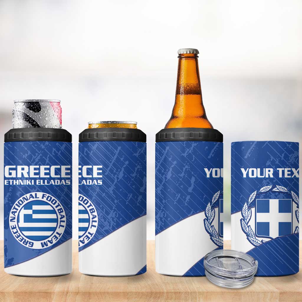 Personalised Greece Football 4 in 1 Can Cooler Tumbler Ethniki Elladas - Blue Version - Wonder Print Shop