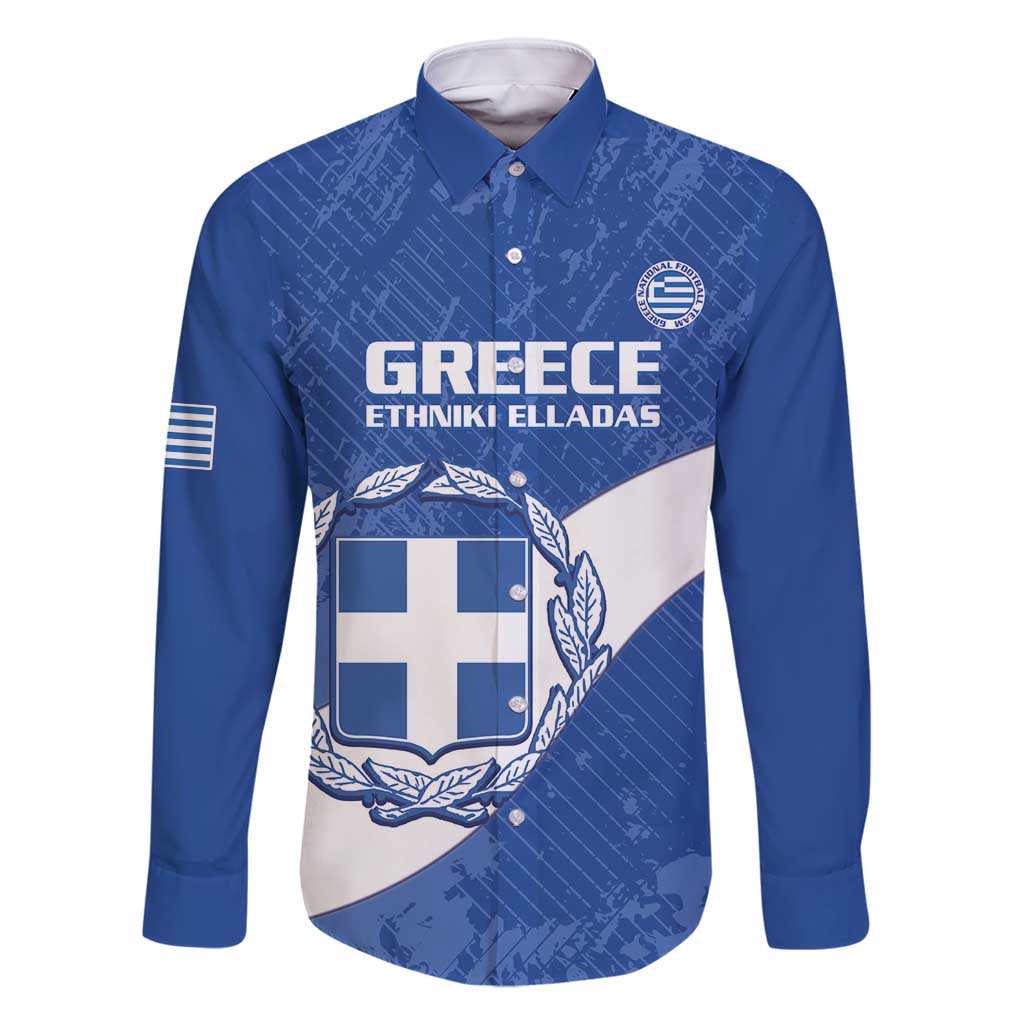 Custom Greece Football Family Matching Off Shoulder Short Dress and Hawaiian Shirt Ethniki Elladas - Blue Version - Wonder Print Shop