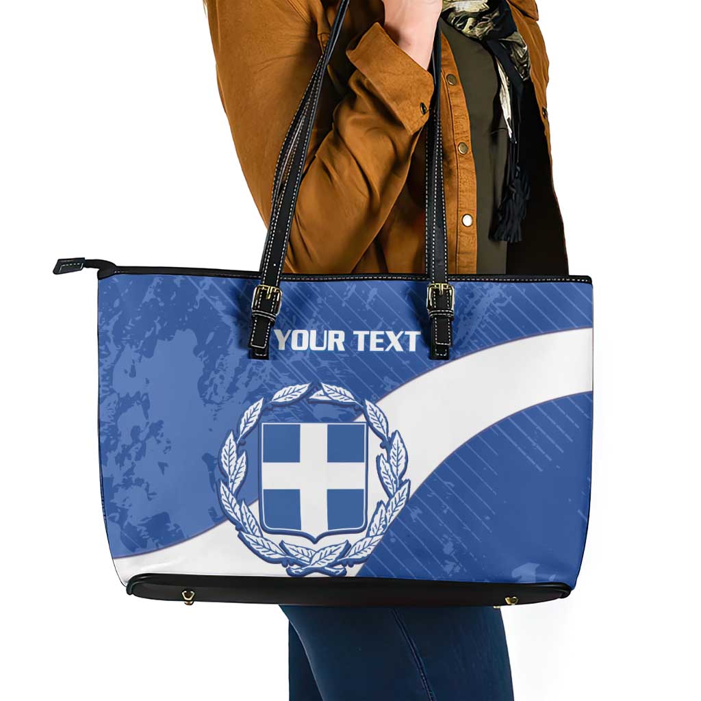 Custom Greece Football Leather Tote Bag Ethniki Elladas - Blue Version - Wonder Print Shop