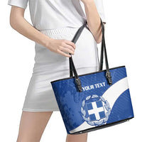 Custom Greece Football Leather Tote Bag Ethniki Elladas - Blue Version - Wonder Print Shop