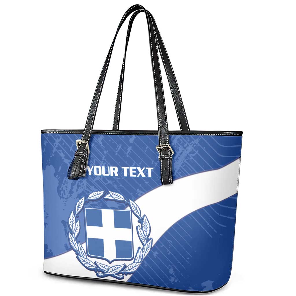 Custom Greece Football Leather Tote Bag Ethniki Elladas - Blue Version - Wonder Print Shop