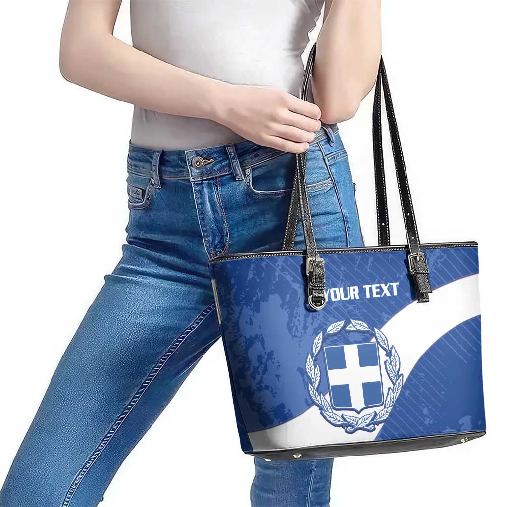 Custom Greece Football Leather Tote Bag Ethniki Elladas - Blue Version - Wonder Print Shop