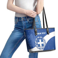 Custom Greece Football Leather Tote Bag Ethniki Elladas - Blue Version - Wonder Print Shop