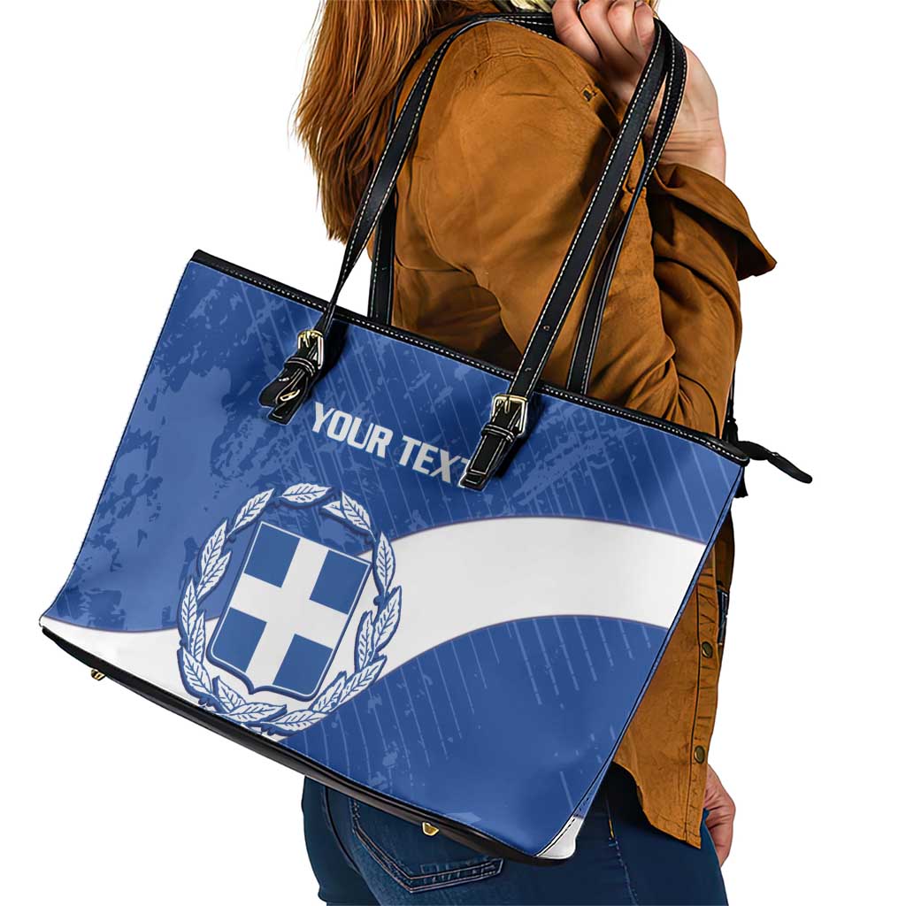 Custom Greece Football Leather Tote Bag Ethniki Elladas - Blue Version - Wonder Print Shop