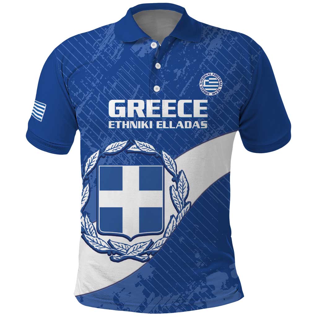 Custom Greece Football Polo Shirt Ethniki Elladas - Blue Version - Wonder Print Shop