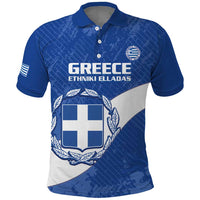 Custom Greece Football Polo Shirt Ethniki Elladas - Blue Version - Wonder Print Shop