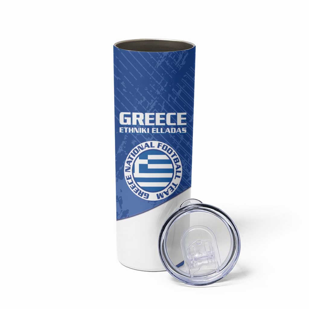 Personalised Greece Football Skinny Tumbler Ethniki Elladas - Blue Version - Wonder Print Shop