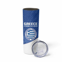 Personalised Greece Football Skinny Tumbler Ethniki Elladas - Blue Version - Wonder Print Shop