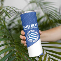 Personalised Greece Football Skinny Tumbler Ethniki Elladas - Blue Version - Wonder Print Shop