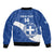 Custom Greece Football Sleeve Zip Bomber Jacket Ethniki Elladas - Blue Version - Wonder Print Shop