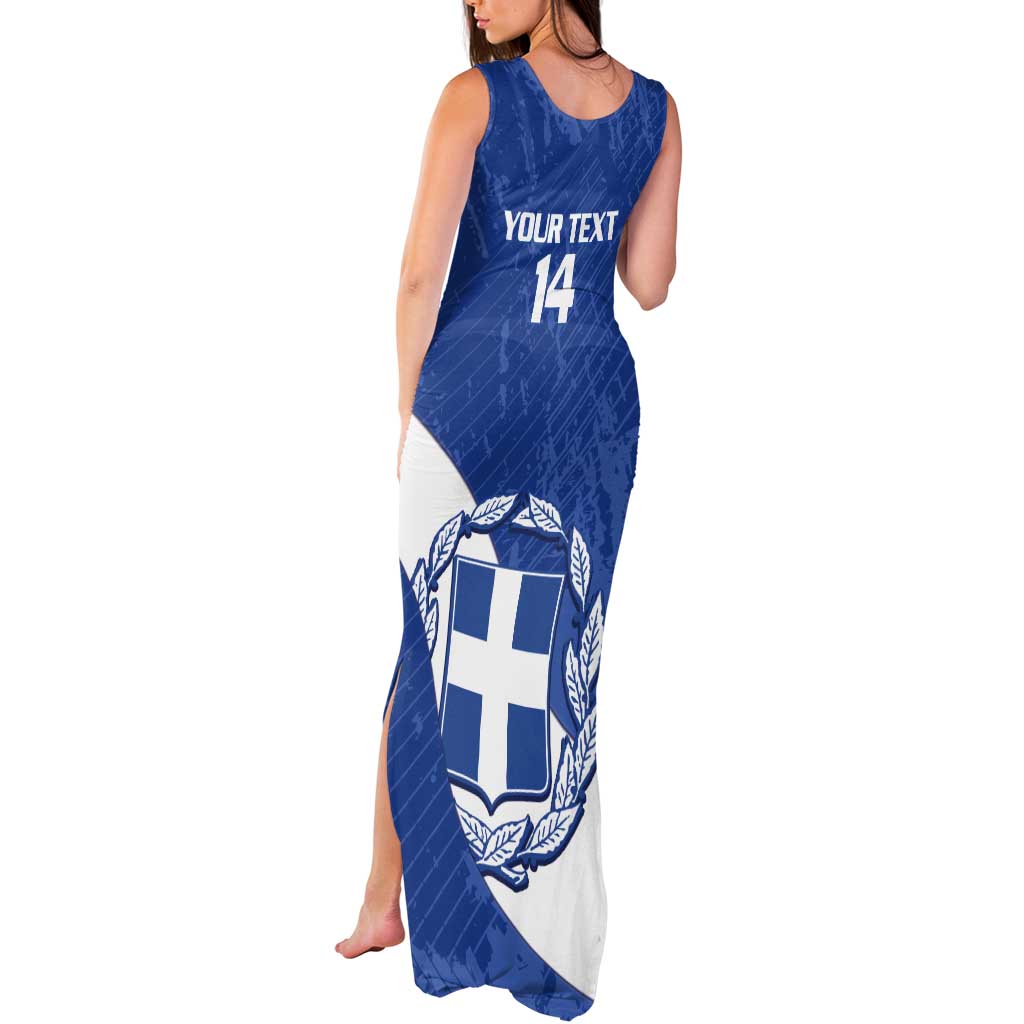 Custom Greece Football Tank Maxi Dress Ethniki Elladas - Blue Version - Wonder Print Shop