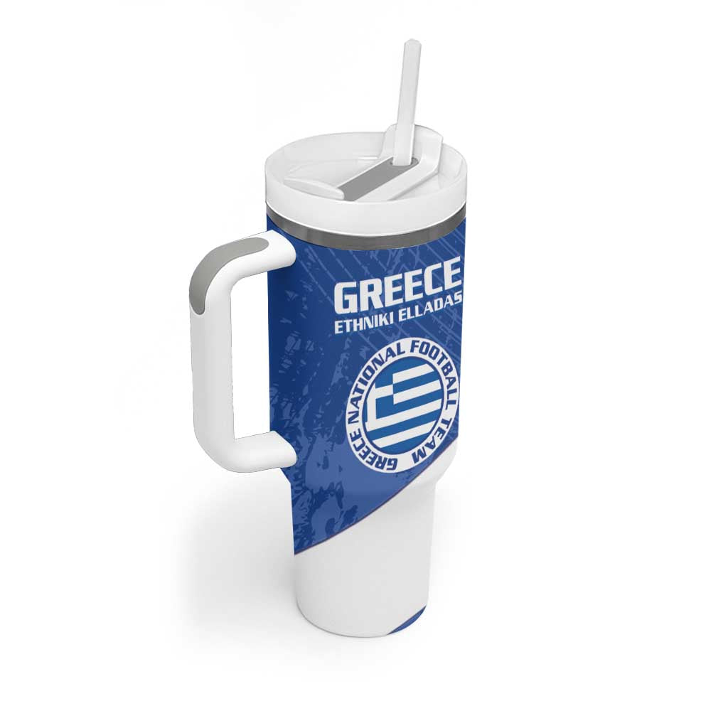 Personalised Greece Football Tumbler With Handle Ethniki Elladas - Blue Version - Wonder Print Shop