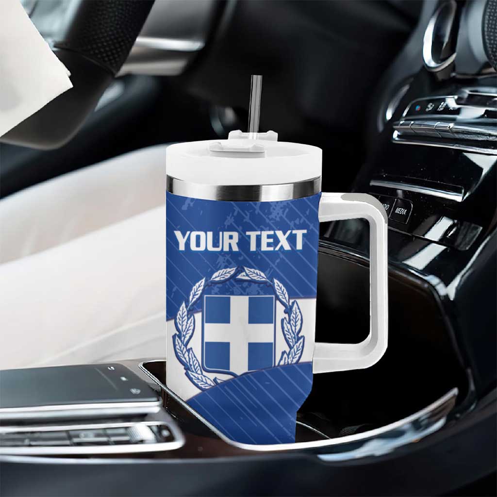 Personalised Greece Football Tumbler With Handle Ethniki Elladas - Blue Version - Wonder Print Shop