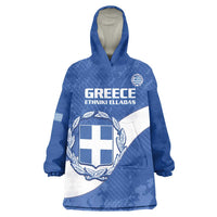 Custom Greece Football Wearable Blanket Hoodie Ethniki Elladas - Blue Version - Wonder Print Shop