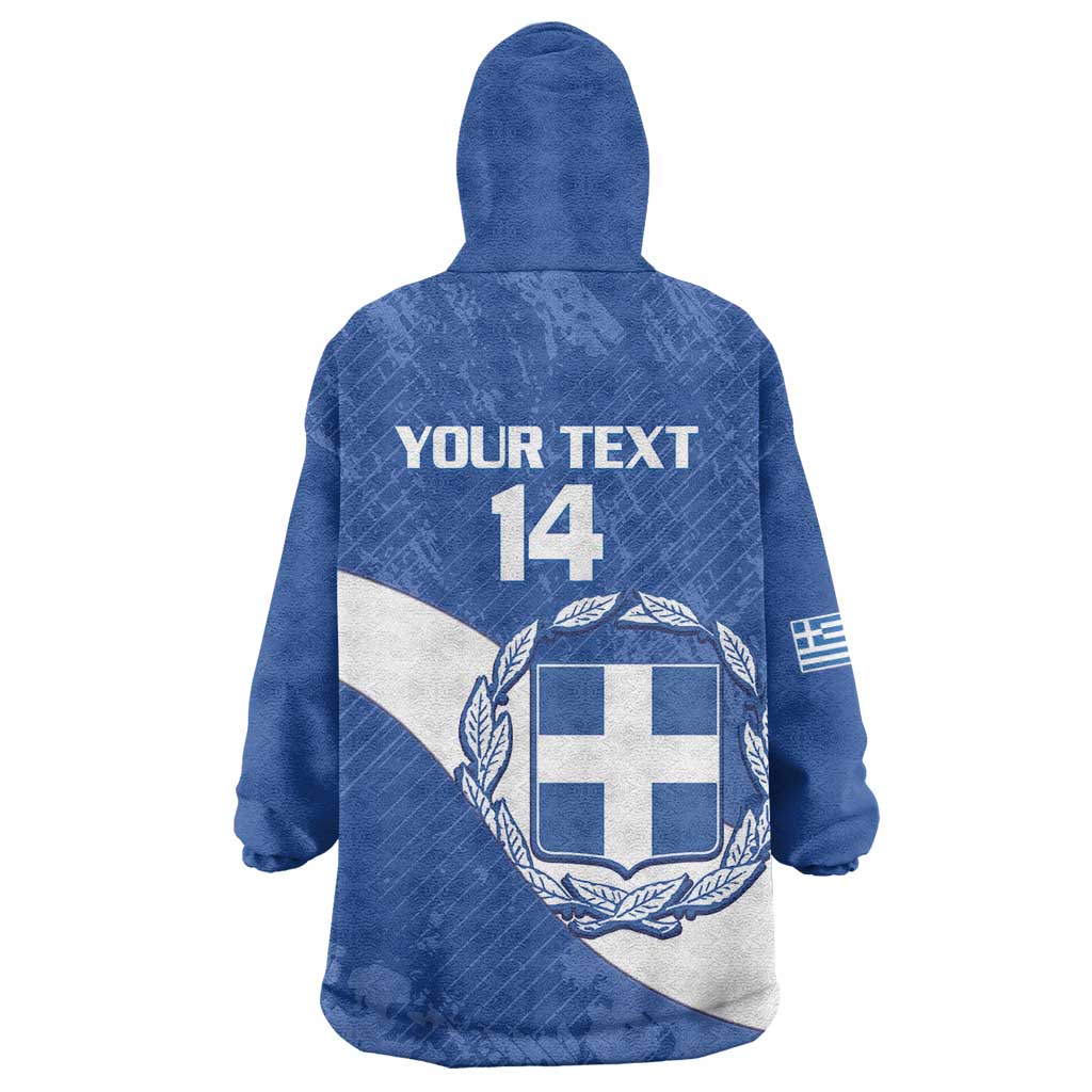 Custom Greece Football Wearable Blanket Hoodie Ethniki Elladas - Blue Version - Wonder Print Shop