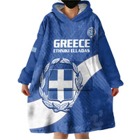 Custom Greece Football Wearable Blanket Hoodie Ethniki Elladas - Blue Version - Wonder Print Shop