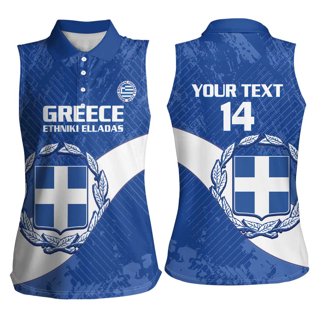 Custom Greece Football Women Sleeveless Polo Shirt Ethniki Elladas - Blue Version - Wonder Print Shop