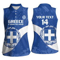 Custom Greece Football Women Sleeveless Polo Shirt Ethniki Elladas - Blue Version - Wonder Print Shop