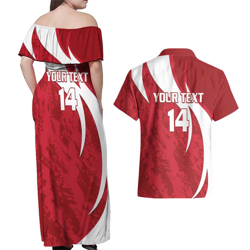 Custom Hungary Football Couples Matching Off Shoulder Maxi Dress and Hawaiian Shirt Go Magyarok - Curves Style - Wonder Print Shop