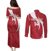 Custom Hungary Football Couples Matching Puletasi and Long Sleeve Button Shirt Go Magyarok - Curves Style - Wonder Print Shop