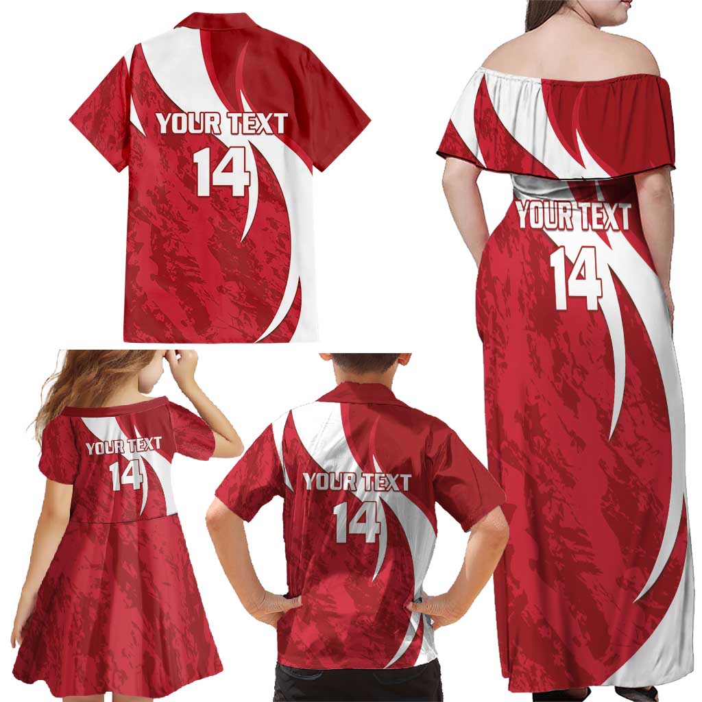 Custom Hungary Football Family Matching Off Shoulder Maxi Dress and Hawaiian Shirt Go Magyarok - Curves Style - Wonder Print Shop