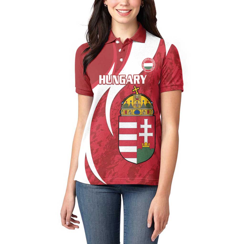 Custom Hungary Football Women Polo Shirt Go Magyarok - Curves Style - Wonder Print Shop