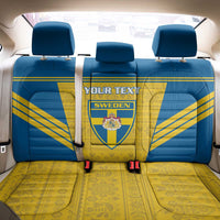 Custom Sweden Football Back Car Seat Cover Go Blagult - Scandinavian Pattern - Wonder Print Shop