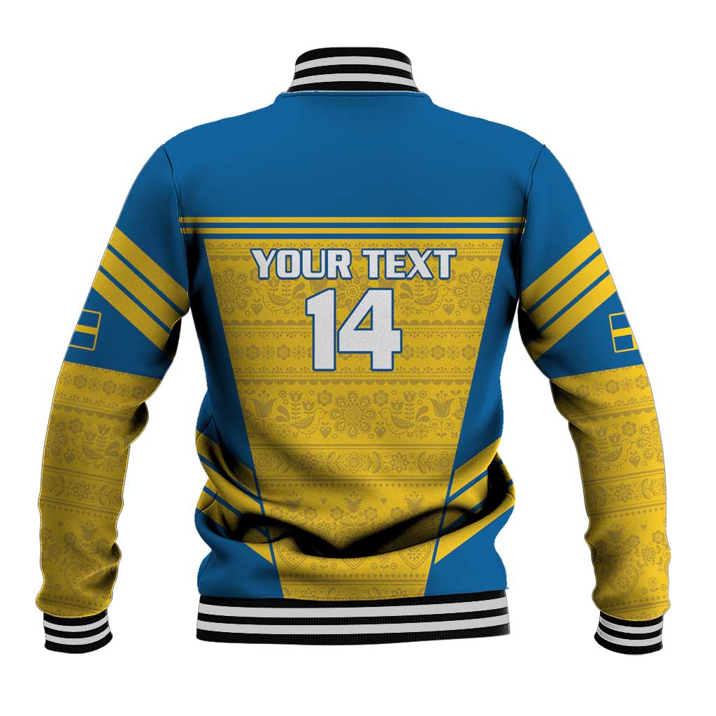 Custom Sweden Football Baseball Jacket Go Blagult - Scandinavian Pattern - Wonder Print Shop