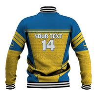 Custom Sweden Football Baseball Jacket Go Blagult - Scandinavian Pattern - Wonder Print Shop